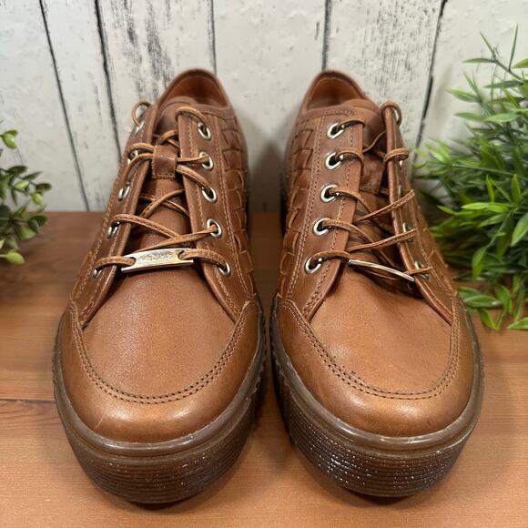 Velez Women's Brown Leather Artisan Platform Sneakers Size 8 - Picture 3 of 9